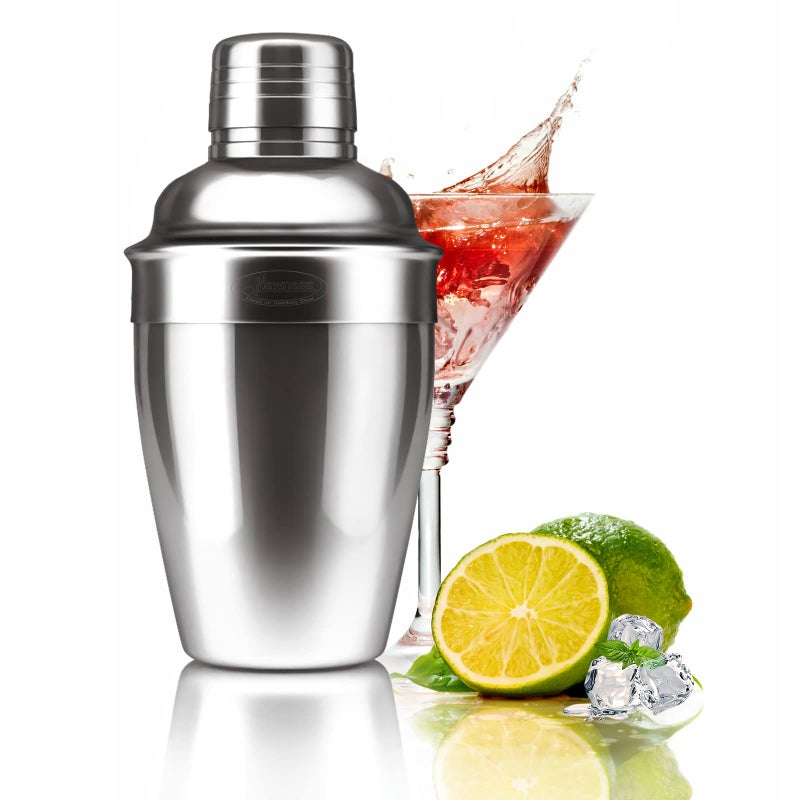 Newness Cocktail Shaker, Stainless Steel Martini Shaker, Drink Shaker Built-in Strainer, Professional Stainless Margarita Mixer, Bartender Kit Gifts, Small, Easy to Carry, Single Martini 8.4ozï¼ˆ250ml) - Image 1